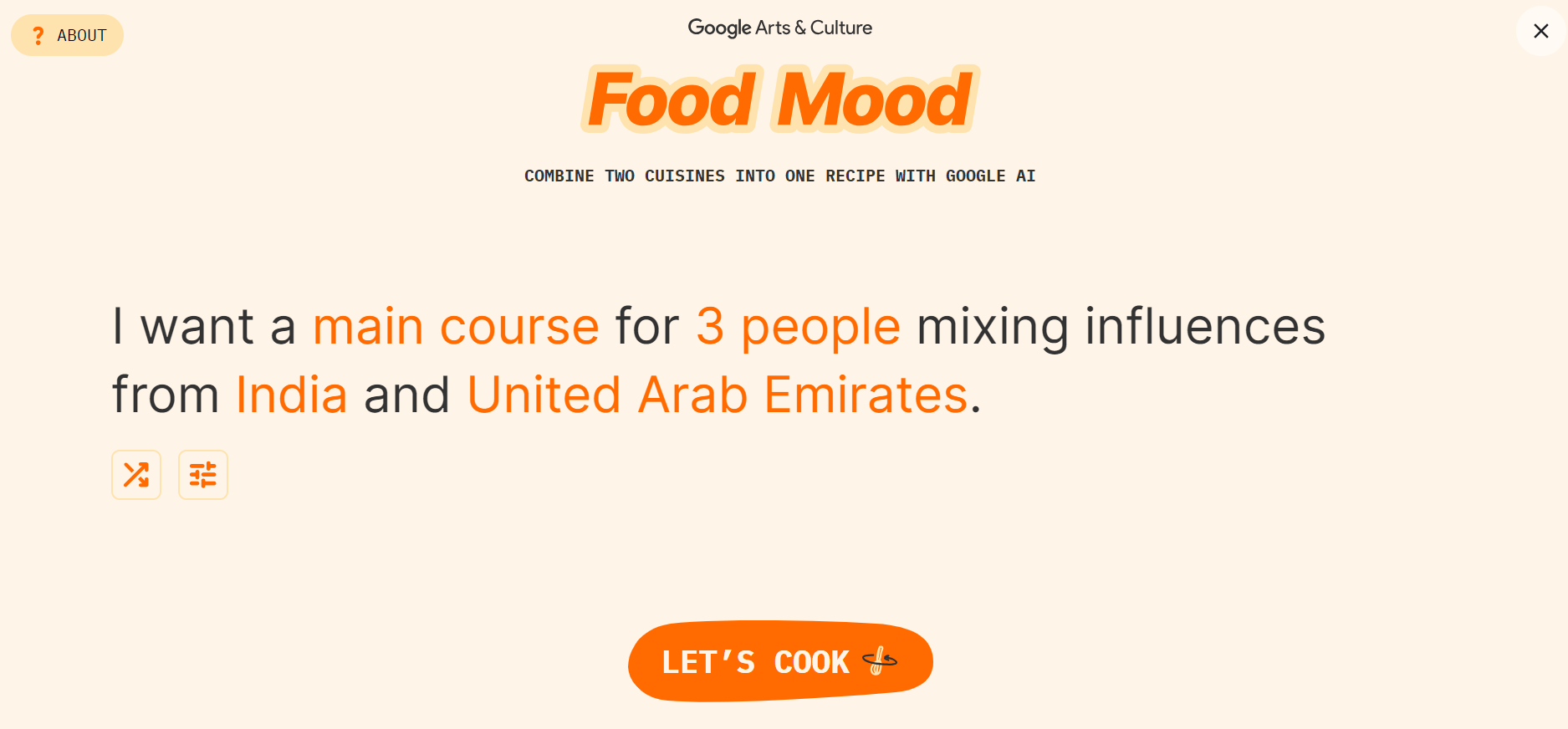 Google's Food Mood AI Recipe Mixing Generator